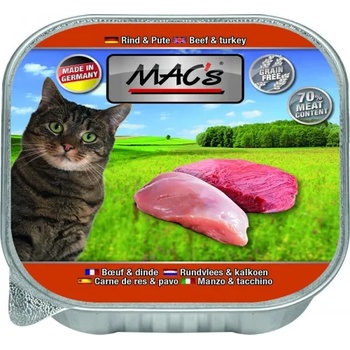 MAC's Mac’s Cat Adult GRAIN FREE, пастет за пораснали котки, БЕЗ ЗЪРНО, с Говеждо и пуешко месо, 85 гр - Германия - 505VE