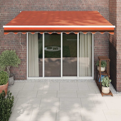 vidaXL Automatická zatahovací markýza oranžová a hnědá 3,5 x 2,5 m