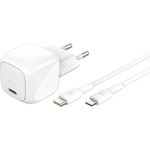 Belkin BOOSTCHARGE мрежово зарядно устройство с Type-C конектор, 30 W, PD 3.0 за бързо зареждане + Lightning кабел, БЯЛО WCA008KQ1MWH-B5 (WCA008KQ1MWH-B5)