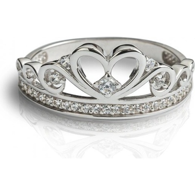 Luxur zajímavý prsten Delphine bílé zlato se zirkony 1261370