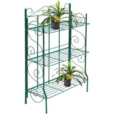 DEMA Sklopný regál na kvety 71x31x107 cm 3 police Antik, zelený