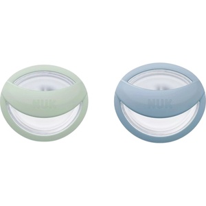 Nuk Силиконови залъгалки NUK Perfect Match - Mommy Feel, 0-6 м, 2 броя, зелена/синя (10175336) - baby