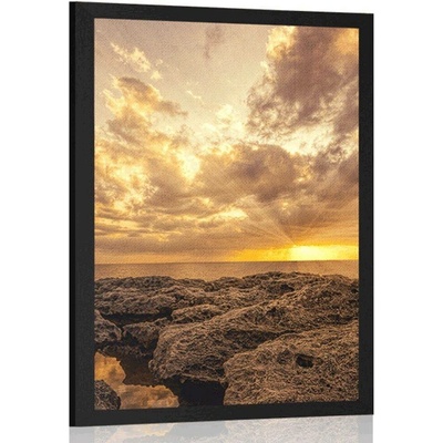 Plakát skály moře - 30x45 black
