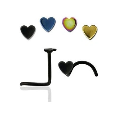 Šperky4U zahnutý piercing do nosu srdíčko N01135-B