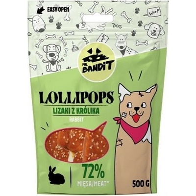 VetExpert Mr. Bandit LOLLIPOPS Rabbit - лакомство за кучета с деликатно заешко месо и лесно смилаеми патешки гърди, 500 гр - Полша