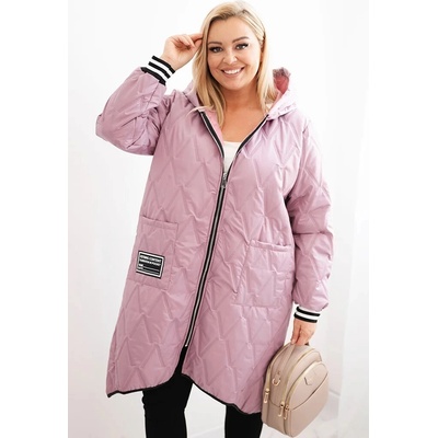 Kesi Dámska bunda Plus Size s kapucňou a športovými manžetami tmavá ružová