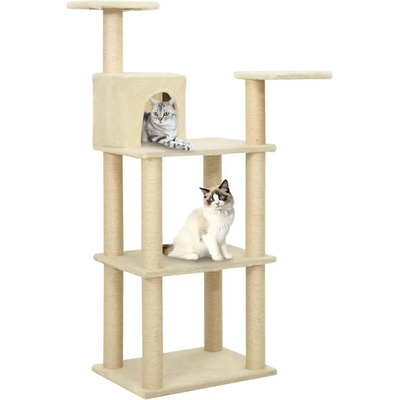 vidaXL Котешко дърво със сизалени стълбове, кремаво, 118, 5 см (171427)