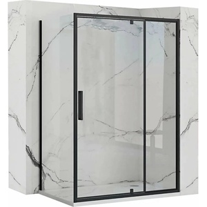 Rea Правоъгълна душ кабина с въртяща се врата Rea Rapid Swing 120x80 черна (5902557342464+5902557342549)