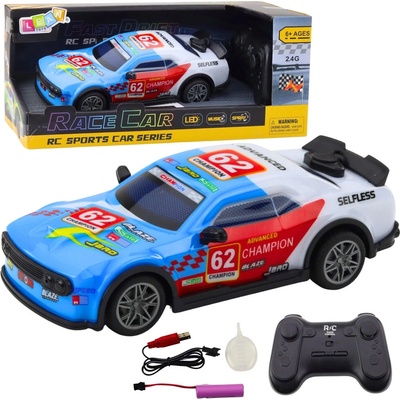 LeanToys RC dálkové ovládání sportovních aut, světla, vodní pára, modrá 1:22