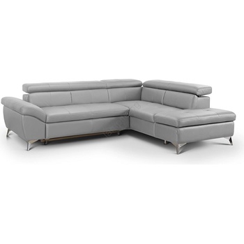 COTTA Разтегателен кожен ъглов диван salerno ii, десен, сив (ct0072)