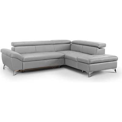 COTTA Разтегателен кожен ъглов диван salerno ii, десен, сив (ct0072)