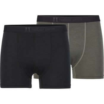 Heber Peak Мъжко мериносово термобельо Heber Peak MerinoMix165 PineconeHe. Boxer 2-Pack Merino base layer - Black / Olive Nights - размер 4XL (015-2303-0217)