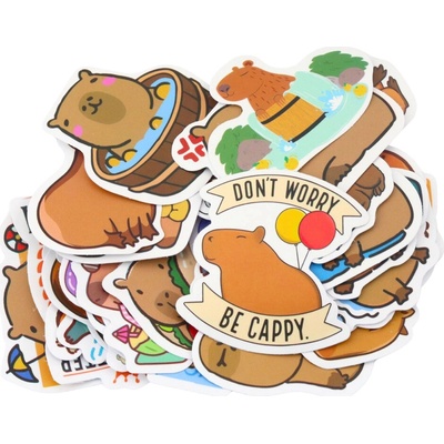 Sada samolepiek Kapibara rôzne vzory matné 50 ks