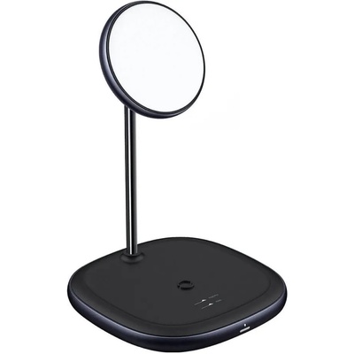 Baseus Swan 2-in-1 Magnetic Wireless Qi Charging Stand 20W (WXSW-C01) - двойна поставка (пад) за безжично зареждане за iPhone с Magsafe и други устройства с безжично зареждане(чер