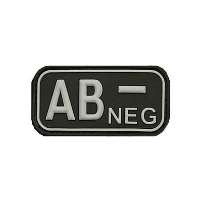 Patch označenie krvnej skupiny, AB- NEG - čierny