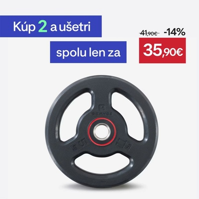 CORENGTH Gumený kotúč na posilňovanie s rukoväťami 28 mm 5 kg
