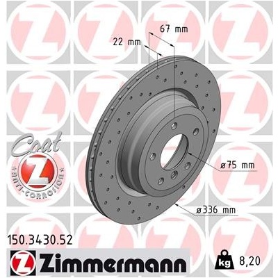 ZIMMERMANN Brzdový kotúč 150343052