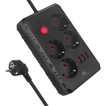 Maclean Разклонител Maclean, удължител с 4 гнезда + 3xUSB, 110-240V AC 50/60Hz, 2.1A макс. 2500W, 3 м, черен, MCE393 B (MCE393 B)