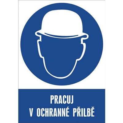 Značka Pracuj v ochranné přilbě, samolepicí fólie, 210 × 297 mm BZ FE217