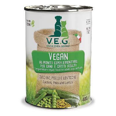 V.E.G. Vegetal Etical Gourmet V.E.G. Vegan Dog - rostlinné krmivo pro psy hmotnost: V.E.G. Green 400g - konzerva cuketa, hrášek, čočka