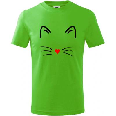 Mačka srdce namiesto nosa tričko detské Apple Green