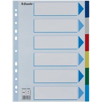 ESSELTE Register, plastový, A4, 6 dielny, ESSELTE