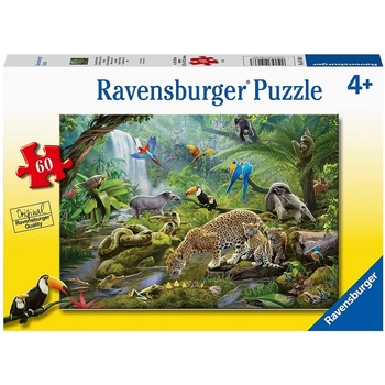 Ravensburger Пъзел Ravensburger от 60 части - Животни от дъждовните гори (05166)