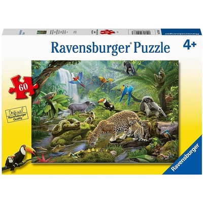Ravensburger Пъзел Ravensburger от 60 части - Животни от дъждовните гори (05166)