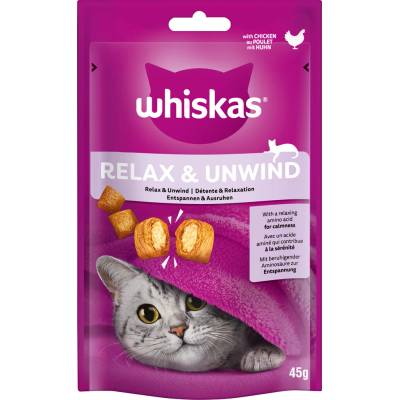 Whiskas 2 + 1 подарък! 3 x Whiskas лакомства - Relax & Unwind, Huhn (3 45 г)