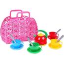 Teddies sada nádobí v plastové tašce/kabelce červený