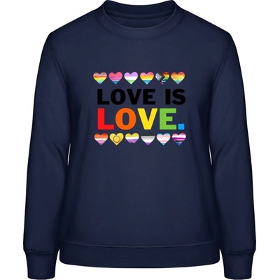 AWDis Sweat mikina Nápis Love is Love oxfordská modrá