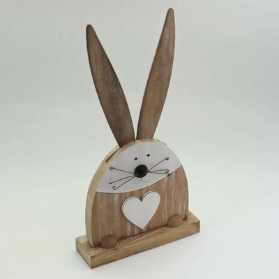 Zajíc dřevo 17X33cm natural/bílá
