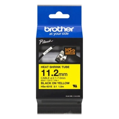 BROTHER HSE-631E - černý tisk na žluté, šířka 11,2 mm, HSE631E