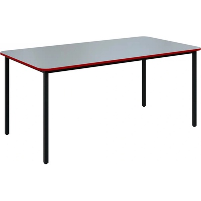 JSBR 170 N jídelní stůl kovová podnož černá deska 18 mm deska šedá s hranou červená flamengo 1700 x 900 mm