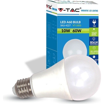 V-tac LED žárovka E27 10W teplá bílá