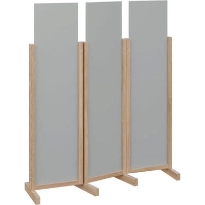 Atmosfere LINE 116 dřevěný 3-dílný paraván mobilní výška 1600 mm rám dub bardolino výplň šedá