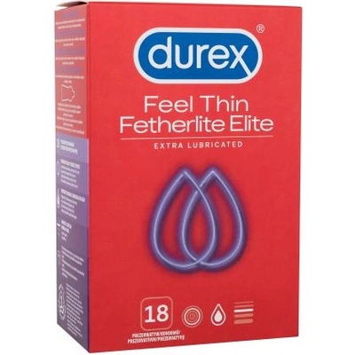 Durex Feel Thin Extra Lubricated 18 бр тънки презервативи с допълнителна лубрикация