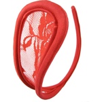 SuperLove Invisible Strapless C String Transparent Floral Lace Red
