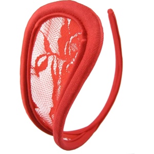SuperLove Invisible Strapless C String Transparent Floral Lace Red