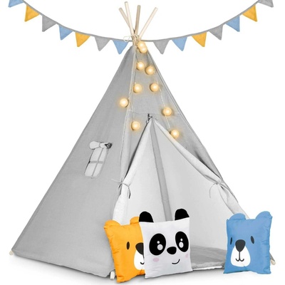 Nukido 740030 Dětské teepee se světýlky šedé – Zboží Dáma