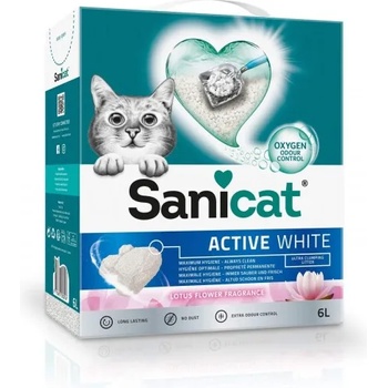 Sanicat Active White Lotus - котешка тоалетна висококачествен бял бентонит - аромат на цветя - 10 литра