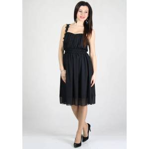 Rumena Рокля от черен шифон с дантела rumena