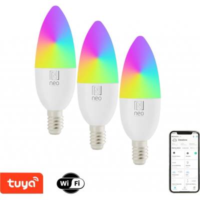 Immax LED žiarovka NEO LITE SMART LED žiarovka E14 6W farebná a biela WiFi set 3ks 07716C