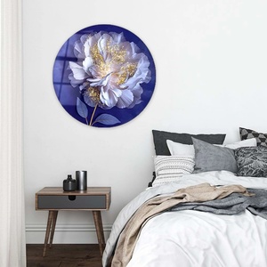 Art gift Кръгло стъклено пано - Бяла флорална елегантност