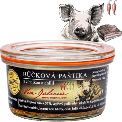 Via Delicia Bůčková paštika s cibulkou a chilli 130 g – Hledejceny.cz
