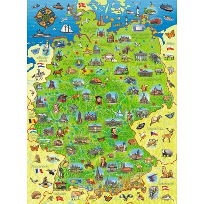 RAVENSBURGER Barevná mapa Německa XXL 200 dílků