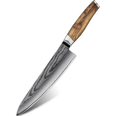 IZMAEL Damaškový kuchynský nôž Zenroku Chef/Hnedá 21 cm