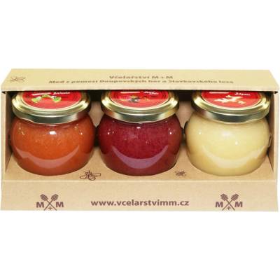 Včelařství M+M medové krémy jahoda lesní směs zázvor 3 x 250 g