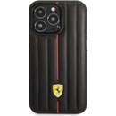 Pouzdro Ferrari Leather Embossed Stripes iPhone 14 Pro - černé
