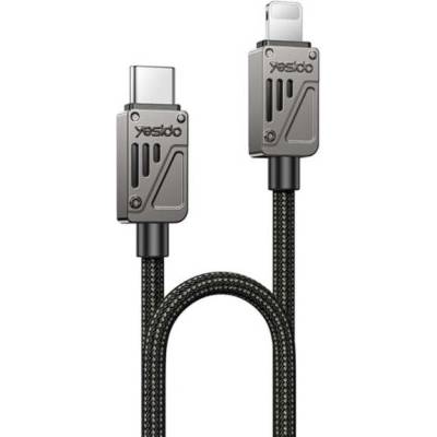 Yesido CA195 opletený nabíjecí a datový USB-C na Lightning 1,2m šedý